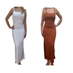 KIT C/2 Vestidos Longo Canelado com Fenda - loja online