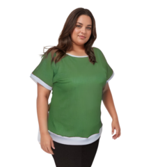 Blusa Plus Size com manga curta canelado - EMPORIO J