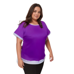 Blusa Plus Size com manga curta canelado