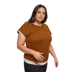 Blusa Plus Size com manga curta canelado - loja online