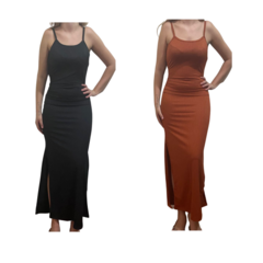 KIT C/2 Vestidos Longo Canelado com Fenda - loja online