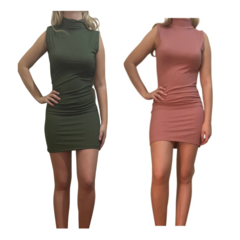 KIT C/2 Vestidos Gola Alta Canelado - loja online