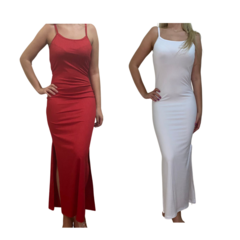 KIT C/2 Vestidos Longo Canelado com Fenda - comprar online