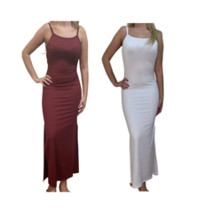 KIT C/2 Vestidos Longo Canelado com Fenda - loja online