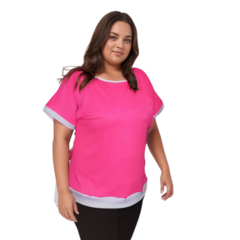 Blusa Plus Size com manga curta canelado