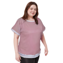 Blusa Plus Size com manga curta canelado - loja online