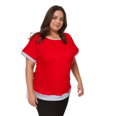 Blusa Plus Size com manga curta canelado na internet