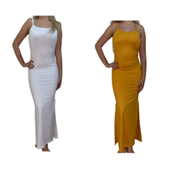 KIT C/2 Vestidos Longo Canelado com Fenda - comprar online