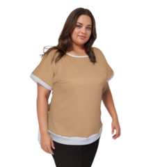 Blusa Plus Size com manga curta canelado na internet