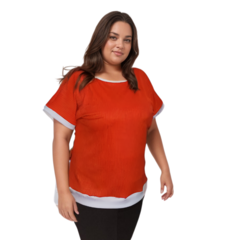 Blusa Plus Size com manga curta canelado na internet