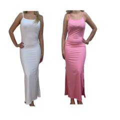 KIT C/2 Vestidos Longo Canelado com Fenda - comprar online