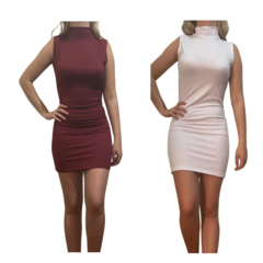 KIT C/2 Vestidos Gola Alta Canelado - loja online