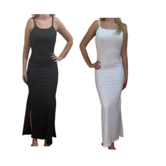 KIT C/2 Vestidos Longo Canelado com Fenda - comprar online