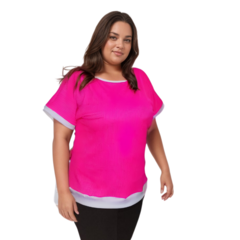 Blusa Plus Size com manga curta canelado - comprar online