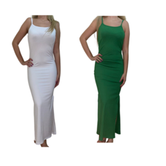 KIT C/2 Vestidos Longo Canelado com Fenda - loja online