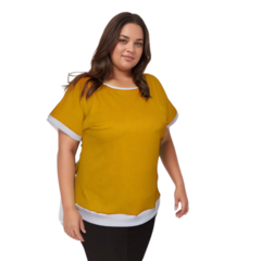 Imagem do Blusa Plus Size com manga curta canelado