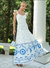 Vestido Midi de Algodão Off-White Com Bordados Delicados na Cor Azul Bluebell Off-White