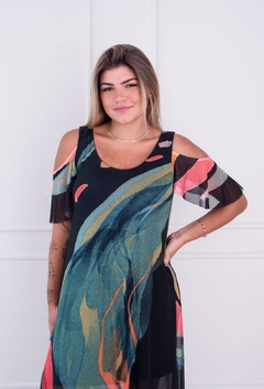 Vestido Noite Curto Manga Vazada - comprar online