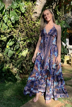 Vestido Longo de Seda Indiana