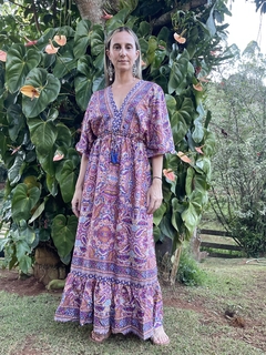 Vestido Longo de Seda Indiana