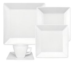 Baul Completo vajilla Cuadrada 30pzas Oxford Blanco Porcelana - comprar online