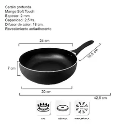 Sarten Profunda Hudson Teflon Antiadherente 24cm - comprar online