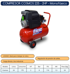 COMPRESOR FIAC COSMOS 225 - 2HP Monofásico - comprar online