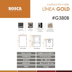 BOSCA ESTUFA A LEÑA GOLD 380 9.100 KCAL/H - tienda online