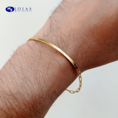 PULSEIRA FIO LAMINADO + CORRENTARIA CADEADO FOLHEADA A OURO 18K