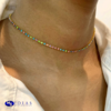 CHOKER RIVIERA COM PEDRAS DE CRISTAL COLORIDO FOLHEADA A OURO 18K