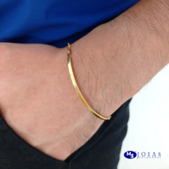 PULSEIRA FIO LAMINADO + CORRENTARIA CADEADO FOLHEADA A OURO 18K - comprar online