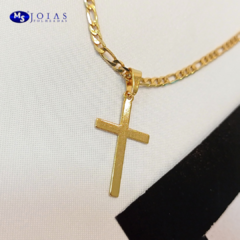 PINGENTE CRUZ LISA FOLHEADO A OURO 18K