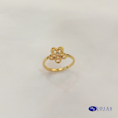 ANEL FLOR COM PEDRA EM ZIRCÔNIA FOLHEADO A OURO 18K