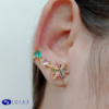 Brinco ear cuff estrela com pedras de zircônia coloridas