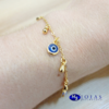 PULSEIRA OLHO GREGO COM GOTA FOLHEADA A OURO 18K