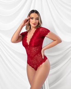 BODY EM RENDA COM MANGA CURTA 9172