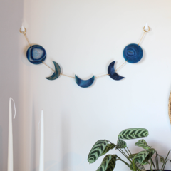 Adorno Fases da Lua - Ágata Azul - Oco Mineral Design | Pedras e Cristais para Decoração