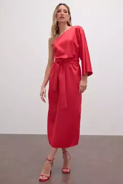 VESTIDO SUPER MIDI LISO COM OMBRO SÓ 124268 - comprar online