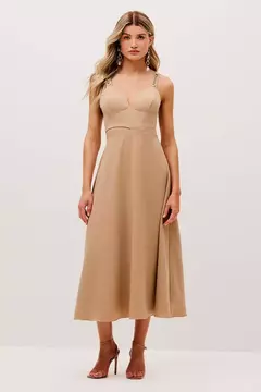 Vestido Midi Liso Com Saia Godê 325183 - comprar online