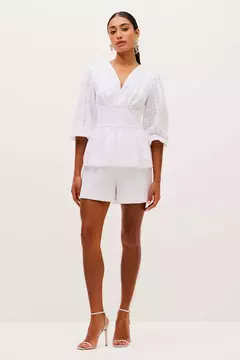 Short Cintura Alta Liso Com Renda No Cós 325154 - comprar online