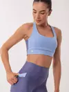 Top Feminino Fitness Alça Cruzada Duo Color Azul Céu / Azul Jeans