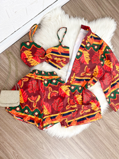 Trio: cropped + short + kimono - comprar online