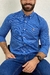 Camisa Social Ralph Lauren Micro Xadrez Azul Pony Dourado