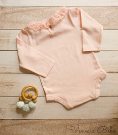 Conjunto liso rosa puntillas y crochet - Venecia Bebé