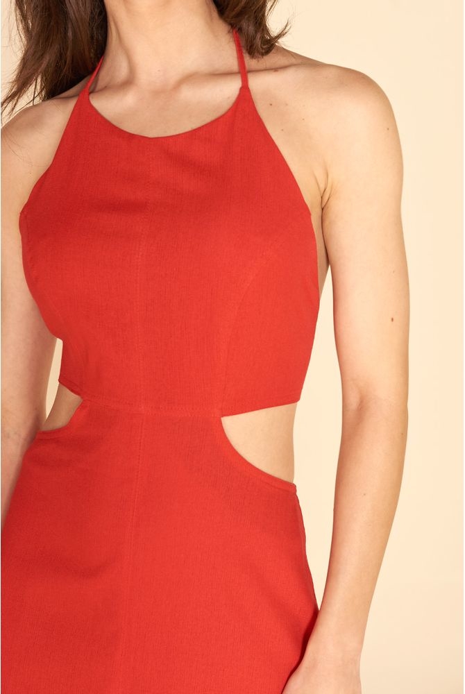 VESTIDO CURTO LINHO VERMELHO MY PLACE FEMININO