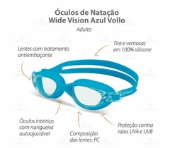 Óculos de Natação Adulto Wide Vision Azul - Vollo - Gelotti Sports