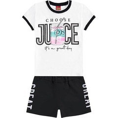 Conjunto Kyly blusa manga curta estampa Juice + short moletom 1109300