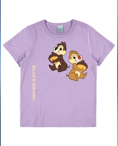 Camiseta infantil unissex "together is better Tico e Teco DIsney® " - roxo claro