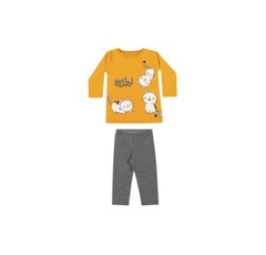 Conjunto com blusa amarela estampada gatinhos e legging 211240 - comprar online
