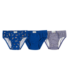 Kit 3 cuecas slip infantis menino em algodão azul escuro. - comprar online